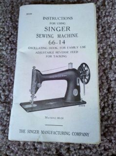 Vintage Instruction manual Singer Sewing Machine 66 14 Oscillating