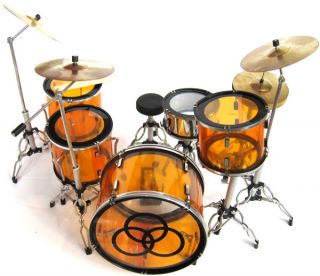 Miniature Drums Set John Bonham LED Zeppelin Orange Clear RARE