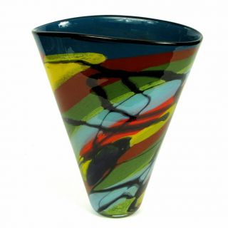 Ioan Nemtoi RARE Glass Vase large Blown Glass Art, Signed European