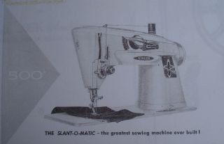 Singer 500 Sewing Machine Parts List Instruction Manual