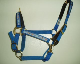 Intec Blue 1 Nylon Padded Safety Halter w Ribbon Horse