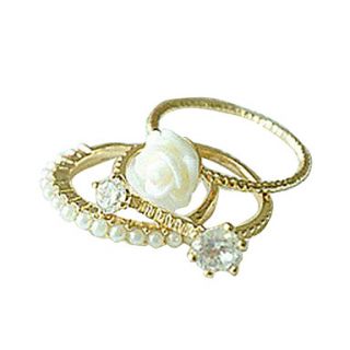 EUR € 3.58   Pearl En Bloemen Ring Combinatie (3PCS), Gratis