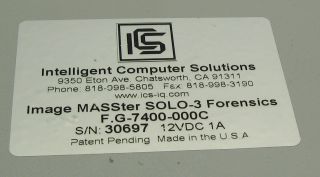 Intelligent Computer Solutions Solo 3 Forensics Hard Drive Duplicator