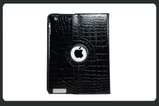 iPad 2 Cover Smart Leather Cover Case Stand 360 Rotate Black Color