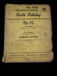 IH International TD 15 Crawler Tractor Parts Manual