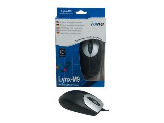 Ione Lynx M9 Optical Wheel Mouse USB PS 2 Black Silve