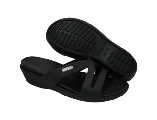 New Crocs Womens Patricia II Black Black Wedge Slides Sandals US Sizes
