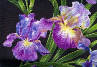 Large Scale Iris Fabric on Black This Is Gorgeous