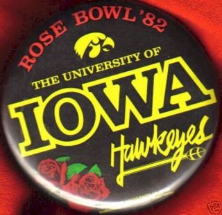 Iowa Hawkeyes 1982 Football Pin Rose Bowl Button