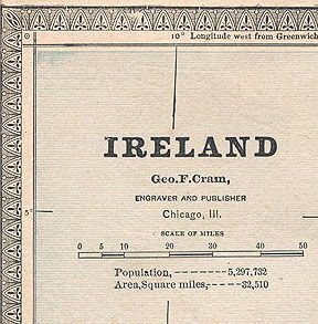 Ireland Antique Map Authentic 126 Years Old Made in 1885