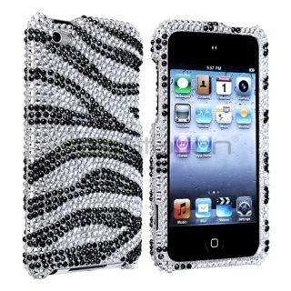  Silver Zebra Bling Rhinestone Case for iPod Touch 4th Gen 4G 4