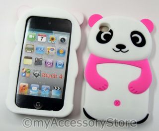 IPOD TOUCH 4 4TH GEN PINK PANDA BEAR SILICONE RUBBER GEL SOFT SKIN