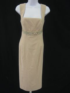 Isabelle Allard Beige Embroidered Sleeveless Dress 42