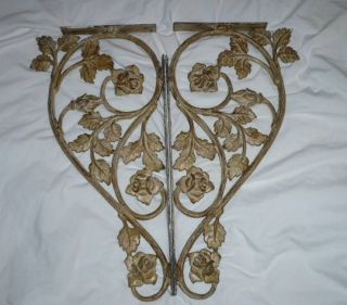   VICTORIAN ROSES CAST IRON WALL BRACKETS SCONCES CORBELS WROUGHT MINT