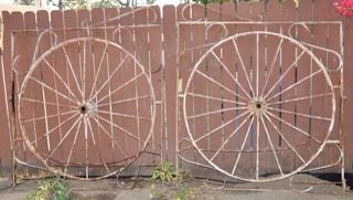 Antique Wrought Iron Wagon Wheel Gate