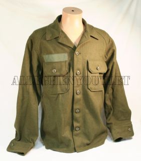 Military U s Army Olive Green Cold Weather Field Shirt Wool M Medium