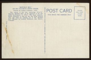 Buffalo Bill on His Favorite Horse Isham White Border Postcard C1920s