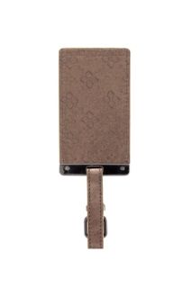 BCBG Max Azria chic embossed luggage tag brown broze gold buckle