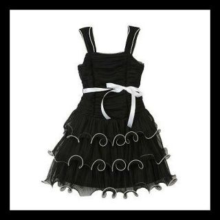 IZ Amy Byer Tiered Ruffle Hipster Special Occasion Black White Dress 4