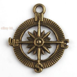 40 Compass Charms Pendants Bronze Vintage Free P 140569