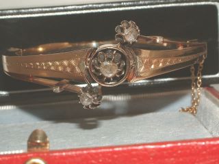 Antique Vintage 18 Carat Gold Diamond Bangle Bracelet Nickerla
