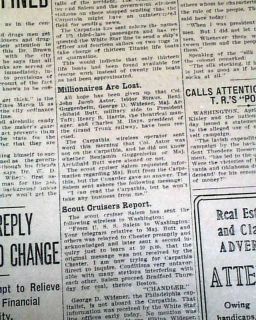 1912 Newspaper Superliner RMS Titanic Sinking Investigation Inquiry No