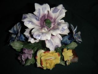  CAPODIMONTE ROSE FLOWER PEDAL BOUQUET CENTERPIECE FROM ITALY ITALIAN