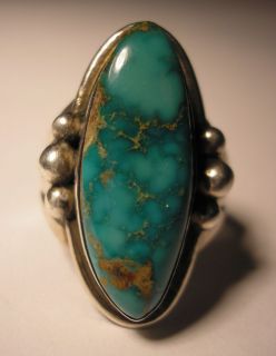  INDIAN NATIVE AMERICAN TURQUOISE STERLING SILVER RING size 8 THOMAS J