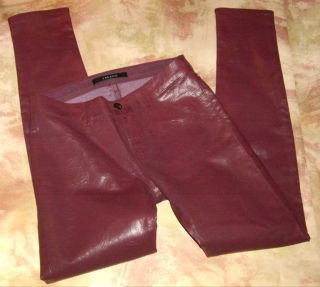 218 J Brand Textured Wax Coated 901 Skinny Jegging Faux Leather Dark