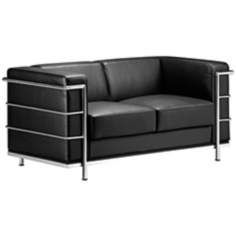 zuo fortress collection black leather love seat
