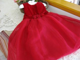  Red Velvet Tulle Party Christmas Holiday Dress 2T 2 Toddler
