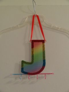 Rainbow Letter J Hanging Jewelry Holder Organizer New Without Box or
