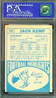 1968 Topps Football 149 Jack Kemp Bills PSA 7 MC