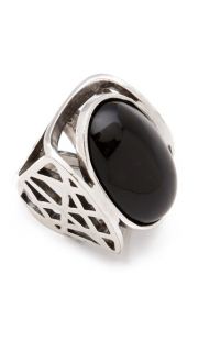 Low Luv x Erin Wasson Cage Ring with Black Oval Cabochon