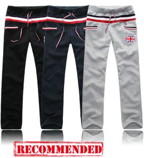 New Men Women Casual Athletic Union Jack UK Flag Striped Sport Pants