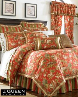 Queen New York Castille Red 4 Piece King Comforter Set