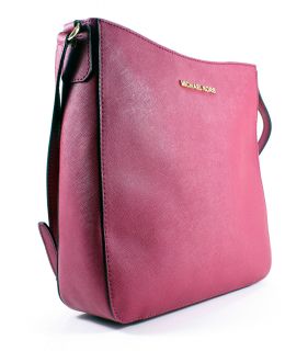 Michael Kors Pink Leather Jet Set Travel Large Messenger Bag Tote New