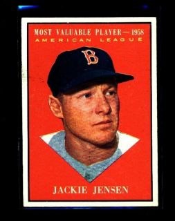 1961 Topps 476 Jackie Jensen M V P Red Sox EXMT 023730