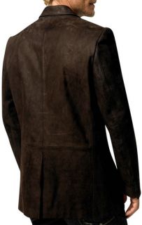 Mens Tailor Made Nubuck Leather Blazer Jacket Coat Bespoke Leather