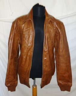 Jack Jones Mens Caramel Brown Leather Jacket Sz L