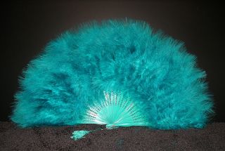  FEATHER FAN   JADE GREEN Feathers 12 x 20 Burlesque/Wedding/Bridal