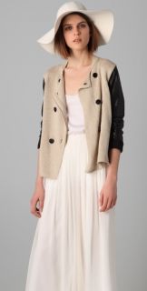 By Malene Birger Oline Knit Jacket with Leather Sleeves