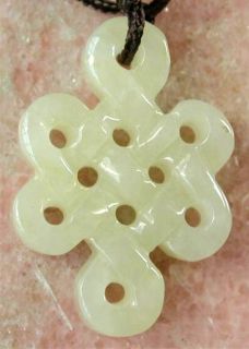  Burma Jade Beaded Lucky Eternal Knot Amulet Pendant Necklace