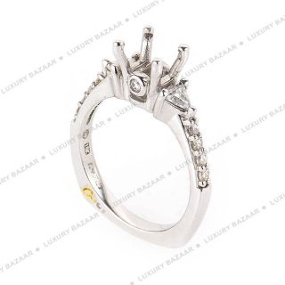 Jaffe 18K White Gold Diamond Trilliant Cut Mounting Ring
