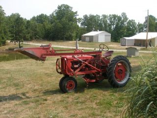 1954 I H Farmall Super C with Loader and Down Pressure Belly Blade