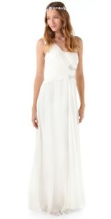 Marchesa Notte Draped One Shoulder Gown