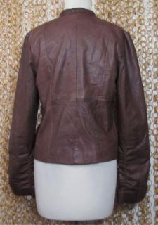 Classiques Entier Womens Buttery Soft Brown Leather Zip Up Ruched