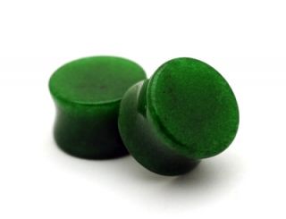 Pair of Green Jade Stone Plugs Set Gauges Pick Size