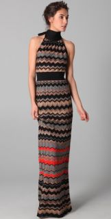 M Missoni Zigzag Metallic Stripe Maxi Dress