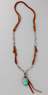 Cynthia Dugan Jewelry Turquoise, Leather & Chain Necklace
